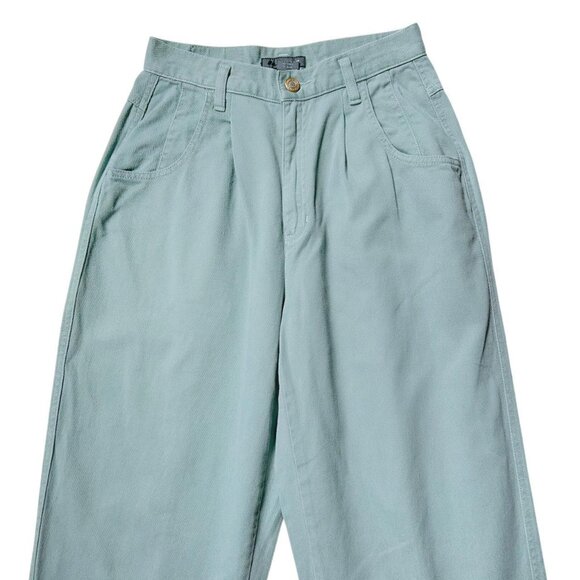 90s vintage pleated mom jeans pastel light green tapered Liz Claiborne Lizwear. - Picture 3 of 5